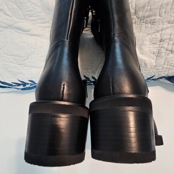 Stuart Weitzman Buckle strap Moto Black Pull On Booties Size 9 - Picture 9 of 16